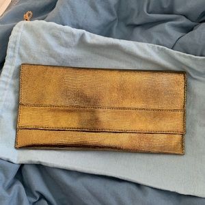 Banana republic 100% leather gold clutch